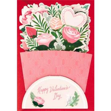 Hallmark Paper Wonder Pop Up Valentines Day Card, Displayable Bouquet (Happy Heart)