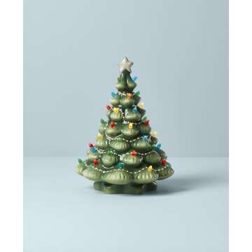 Lenox 890573 Treasured Traditions Green Light-Up Tree Figurine, Christmas & Holiday Decor