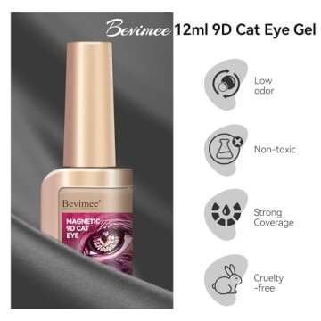 Bevimee Cat Eye Gel Nail Polish Silver 12ML 9D Chameleon Cateye Magnetic Nail Polish Gel Holographic Cat Eye Gel with Magnet Stick Varnish Gel Soak off UV Nail Art Gel Manicure Set 1PC