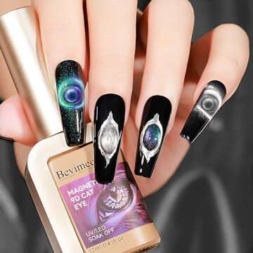 Bevimee Cat Eye Gel Nail Polish Silver 12ML 9D Chameleon Cateye Magnetic Nail Polish Gel Holographic Cat Eye Gel with Magnet Stick Varnish Gel Soak off UV Nail Art Gel Manicure Set 1PC