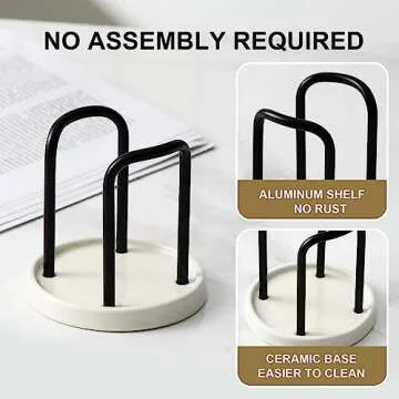 Dobbyby 2-Pack Bathroom Cup Dispenser - Ceramic Base and Aluminum Handles - Fit 3 oz Small Disposable Paper Cup Storage, Mouthwash Cups Holder for Rinsing Cups On Bathroom Vanity(3oz-Black, 2 Pack)