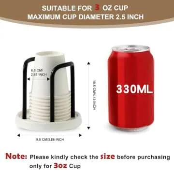 Dobbyby 2-Pack Bathroom Cup Dispenser - Ceramic Base and Aluminum Handles - Fit 3 oz Small Disposable Paper Cup Storage, Mouthwash Cups Holder for Rinsing Cups On Bathroom Vanity(3oz-Black, 2 Pack)