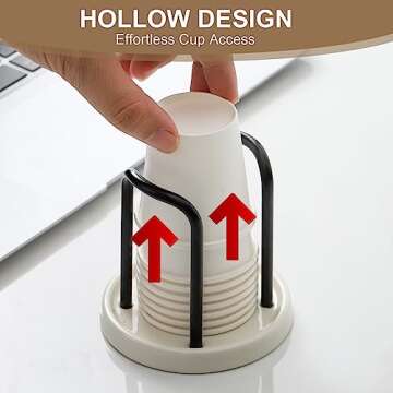 Dobbyby 2-Pack Bathroom Cup Dispenser - Ceramic Base and Aluminum Handles - Fit 3 oz Small Disposable Paper Cup Storage, Mouthwash Cups Holder for Rinsing Cups On Bathroom Vanity(3oz-Black, 2 Pack)