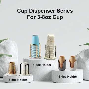 Dobbyby 2-Pack Bathroom Cup Dispenser - Ceramic Base and Aluminum Handles - Fit 3 oz Small Disposable Paper Cup Storage, Mouthwash Cups Holder for Rinsing Cups On Bathroom Vanity(3oz-Black, 2 Pack)