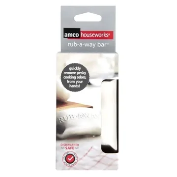 Amco Rub-a-Way Bar, Stainless Steel Odor Absorber (4" x 2.25") - Dishwasher Safe Kitchen & Outdoor Essential for Garlic, Onion, Fishing, Hiking Odors - Natural Odor Remover