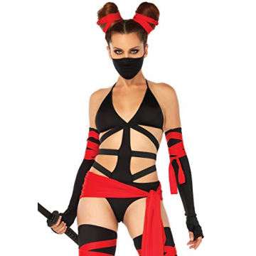 Leg Avenue Women's Costume Set - Sexy Ninja Outfit in Black/Red, Medium