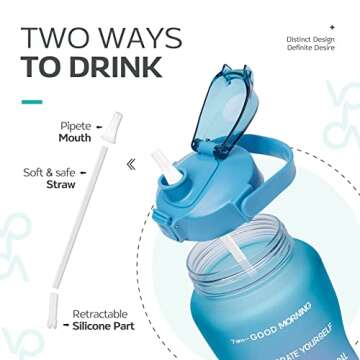 Venture Pal 64oz Motivational Water Bottle for Hydration