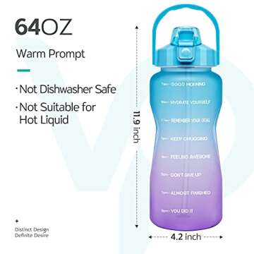 Venture Pal 64oz Motivational Water Bottle for Hydration