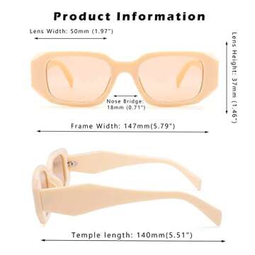 COASION Retro 90s Rectangle Sunglasses for Women Fashion Sun Glasses Vintage Small Square Frame UV400 Protection Eyewear (Black/Grey + Beige/Beige Brown)