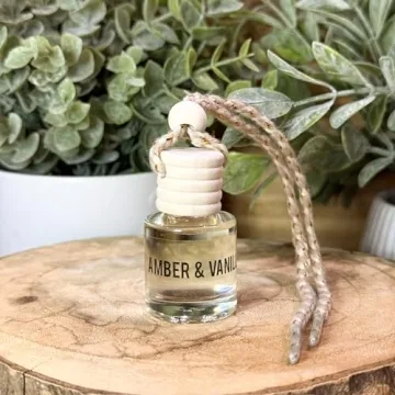 Amber & Vanilla Hanging Car Air Freshener – Long Lasting Essential Oil Diffuser for Car, Closet, B...