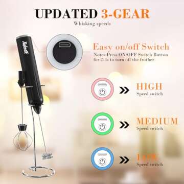 Tulevik Milk Frother - USB Rechargeable & 3-Speed Options