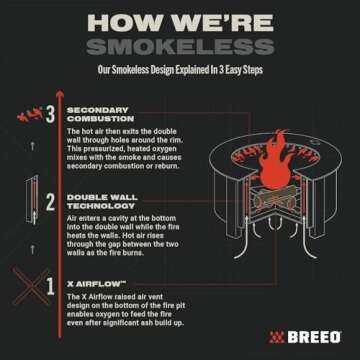 Breeo Smokeless FIrePit Warmth Bundle (X Series 24 Corten Steel, Heat Deflector, Ash Shovel, & Lid) | 27.5 inch Smokeless Fire Pit for Outside | Ideal for Families