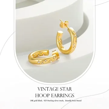 DOUX Star Hoop Earrings for Women - 18K Gold Filled