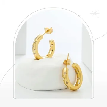 DOUX Star Hoop Earrings for Women - 18K Gold Filled