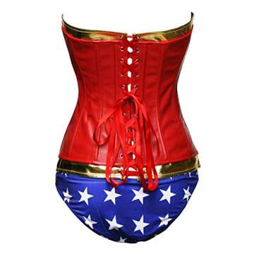 bslingerie® Woman Halloween Costume Overbust Corset with Shorts (Boned Corset with Shorts, S)