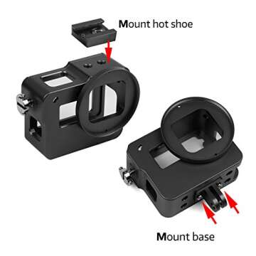 D&F Aluminum Frame Housing Case Skeleton Shell Cover with Protective UV Filter for GoPro Hero 7 Black, Hero 6, Hero 5 Black