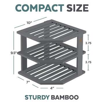 Bambüsi Plate Organizer for Cabinet - Bamboo Kitchen and Bathroom Organization - Ideal for Cabinet ...