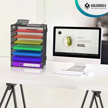 GoldOrcle 8 Tier Paper Letter Tray Organizer with Handles, Mesh Desk File Holder Storage Organization for Office School Desktop