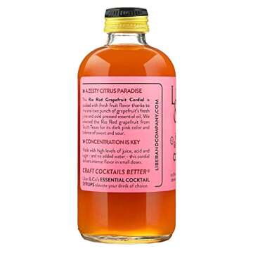 Liber & Co. Rio Red Grapefruit Cordial (9.5 oz) Made with Texas Grapefruit
