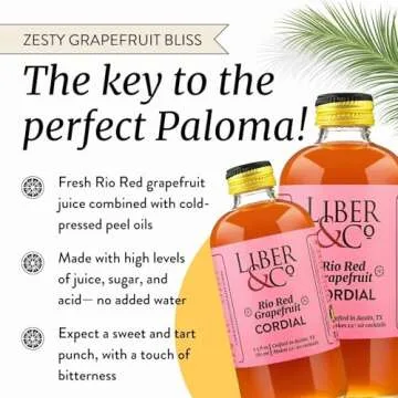 Liber & Co. Rio Red Grapefruit Cordial (9.5 oz) Made with Texas Grapefruit