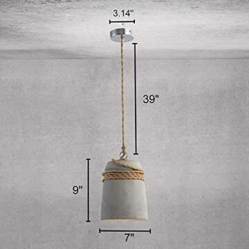 KWOKING Lighting Industrial Concrete Bell Shade Pendant Ceiling Light Loft Hanging Ceiling Light wit...