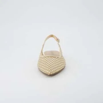 Stylish CUSHIONAIRE Rhinestone Mesh Slingback Flats