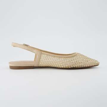 Stylish CUSHIONAIRE Rhinestone Mesh Slingback Flats
