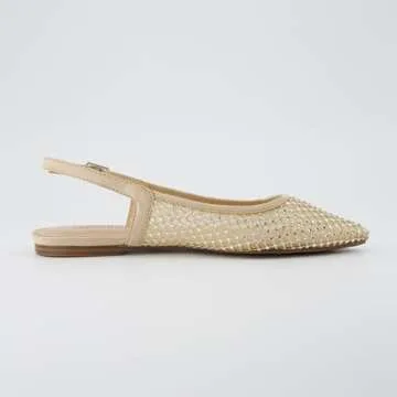 Stylish CUSHIONAIRE Rhinestone Mesh Slingback Flats