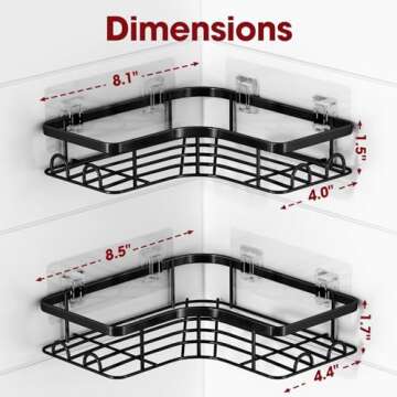 Sakugi Corner Shower Caddy - 2 Pack, Adhesive Shower Organizers, Rustproof Stainless Steel Shower Sh...