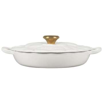 Le Creuset Signature Enameled Cast Iron Petal Braiser, 2.25qt., White w/Gold Knob