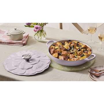 Le Creuset Signature Enameled Cast Iron Petal Braiser, 2.25qt., White w/Gold Knob