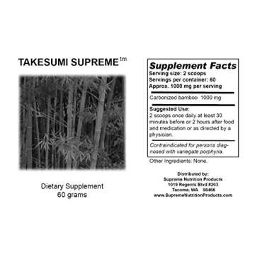 Supreme Nutrition Takesumi Supreme, Pure 60 Grams Activated Bamboo Charcoal Powder