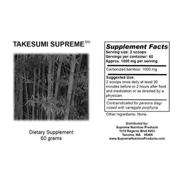 Supreme Nutrition Takesumi Supreme, Pure 60 Grams Activated Bamboo Charcoal Powder