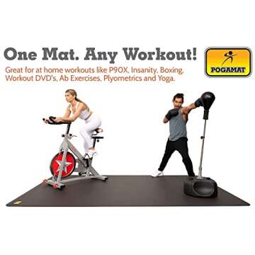 Pogamat Premium Large Exercise Mat 6’x4’ – 1/4" Thick Non-Slip Workout Mat for Home Gym, Cardio, Yoga, Equipment – Use with or Without Shoes