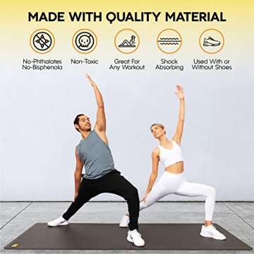Pogamat Premium Large Exercise Mat 6’x4’ – 1/4" Thick Non-Slip Workout Mat for Home Gym, Cardio, Yoga, Equipment – Use with or Without Shoes