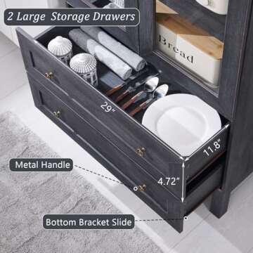 IFGET 71" Tall Arched Kitchen Pantry Cabinet, Wood Kitchen Storage Cabinets with 2 Large Drawers and Adjustable Shelves, Modern Farmhouse Versatile Cupboard for Kitchen, Dining Room, Bathroom, Grey