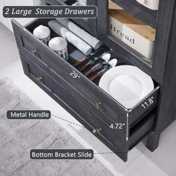 IFGET 71" Tall Arched Kitchen Pantry Cabinet, Wood Kitchen Storage Cabinets with 2 Large Drawers and Adjustable Shelves, Modern Farmhouse Versatile Cupboard for Kitchen, Dining Room, Bathroom, Grey