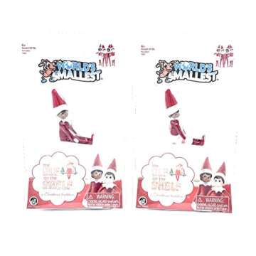World's Smallest Elf on The Shelf Bundle Set of 2 Boy and Girl Dark Skin - Less Than 4 Inches Tall