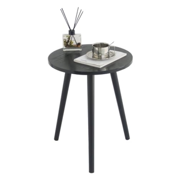 AWASEN Round End Table, Black Side Table Modern Home Decor Small Accent Table for Small Space Living...
