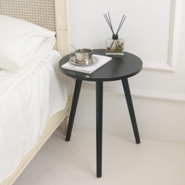 AWASEN Round End Table Black Modern Decor for Small Spaces