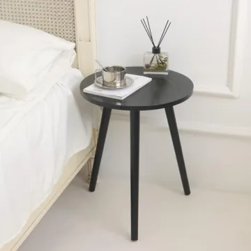 AWASEN Round End Table Black Modern Decor for Small Spaces
