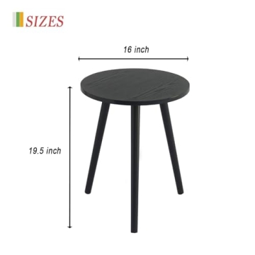AWASEN Round End Table Black Modern Decor for Small Spaces