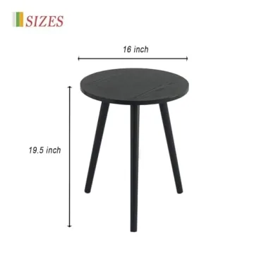 AWASEN Round End Table Black Modern Decor for Small Spaces