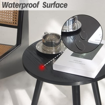 AWASEN Round End Table Black Modern Decor for Small Spaces