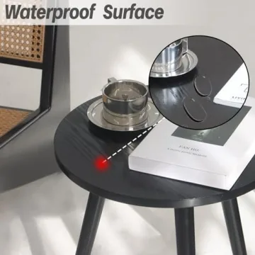 AWASEN Round End Table Black Modern Decor for Small Spaces