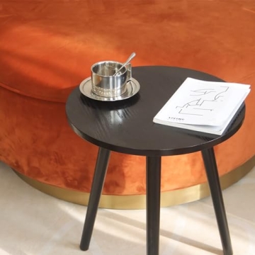 AWASEN Round End Table Black Modern Decor for Small Spaces