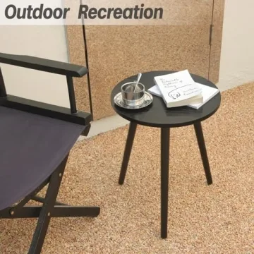 AWASEN Round End Table Black Modern Decor for Small Spaces