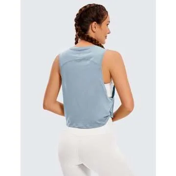CRZ YOGA Pima Cotton Cropped Workout Tank Tops for Women - Sleeveless Sports Athletic Yoga Running G...
