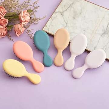 Essential Mini Hair Brush by BeaverStrong, Pocket-size Detangler Brush with Soft Bristles for Travel, Toddlers, Kids, Teens (Lavender Purple)