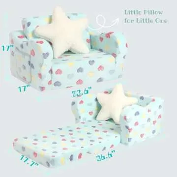 MOMCAYWEX Toddler Couch - Soft 2-in-1 Lounger